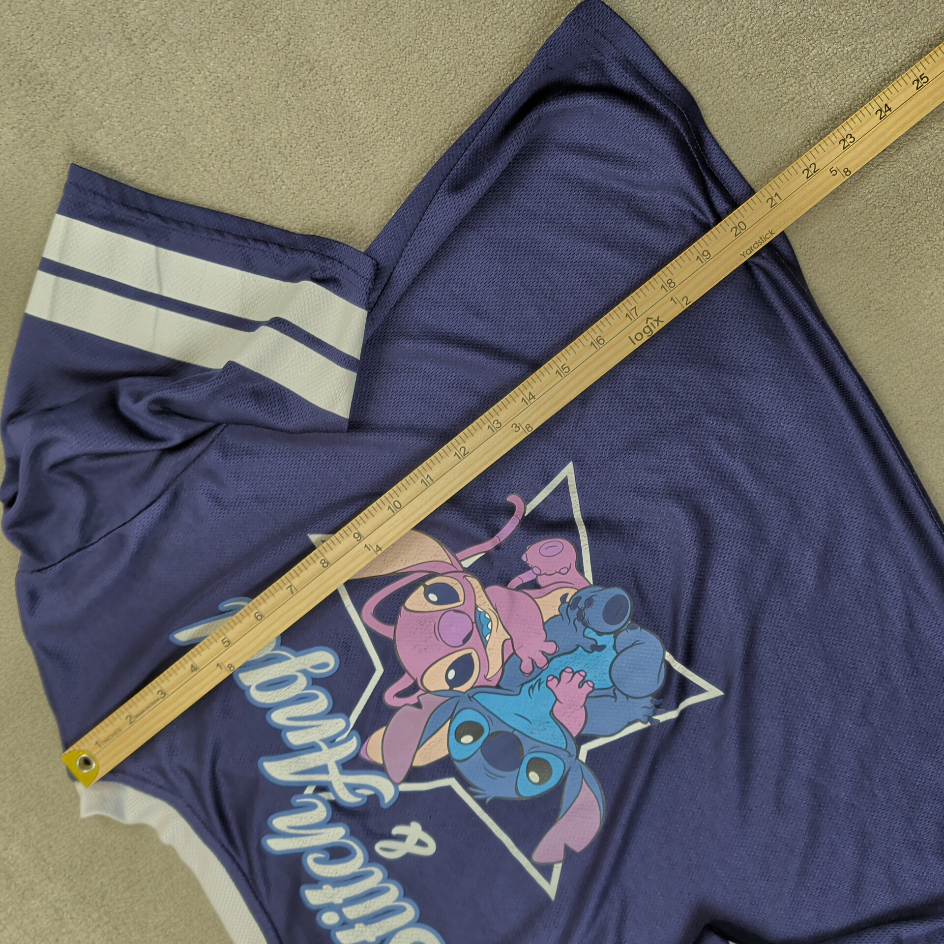 Vintage Disney All Stars 02 Womens Cropped Jersey Tee Navy Blue Y2K Retro White — photo 6