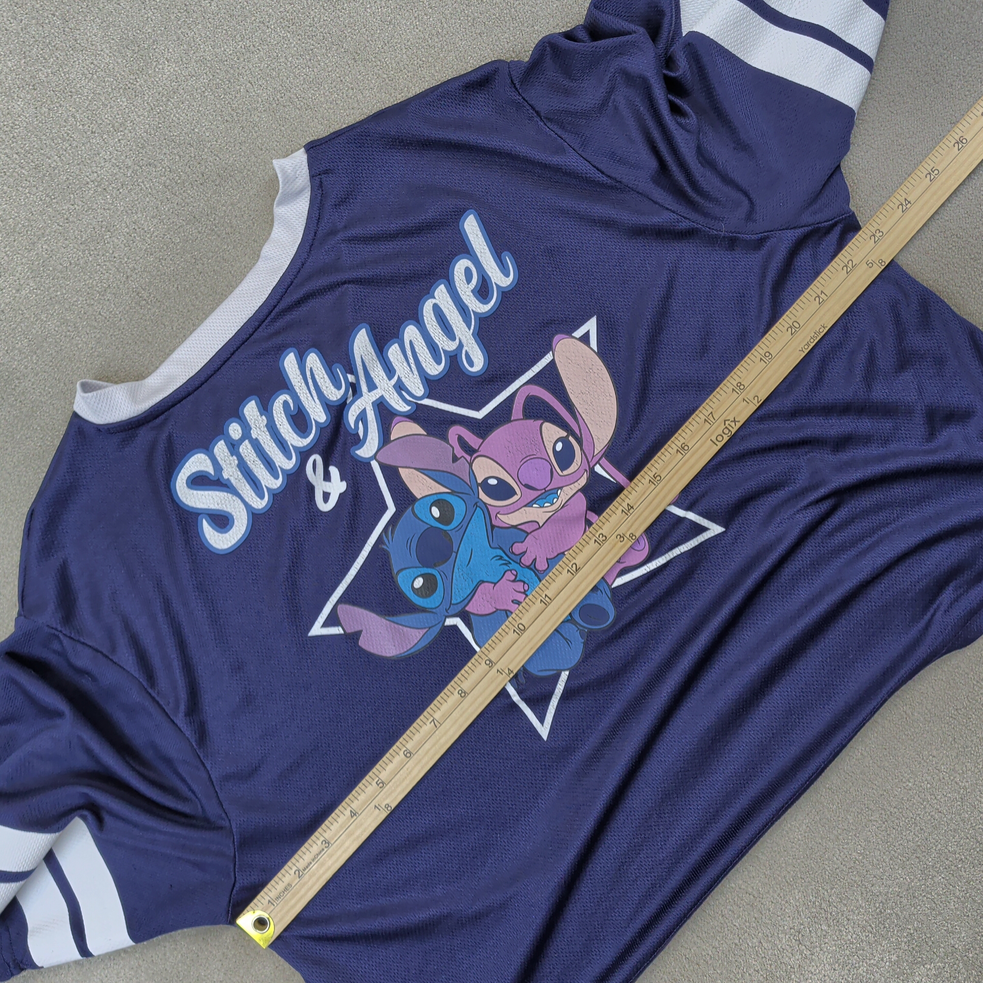 Vintage Disney All Stars 02 Womens Cropped Jersey Tee Navy Blue Y2K Retro White — photo 7