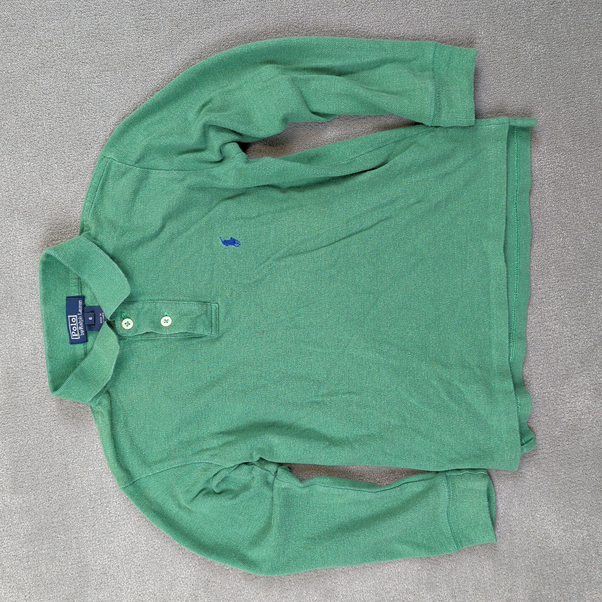 Polo Ralph Lauren Kids Long Sleeve Shirt 6 Green Cotton Classic Style Y2K 90s — photo 9