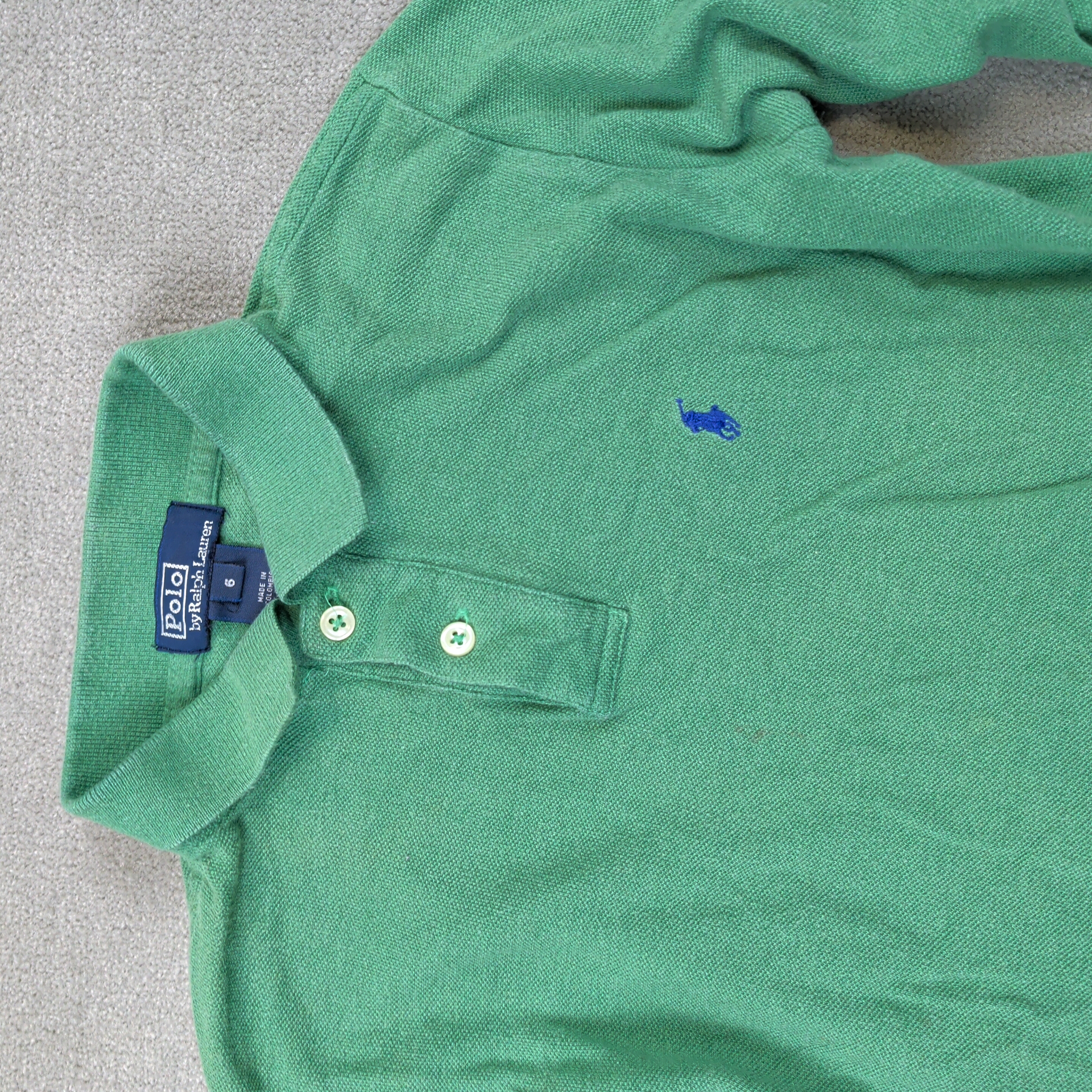 Polo Ralph Lauren Kids Long Sleeve Shirt 6 Green Cotton Classic Style Y2K 90s