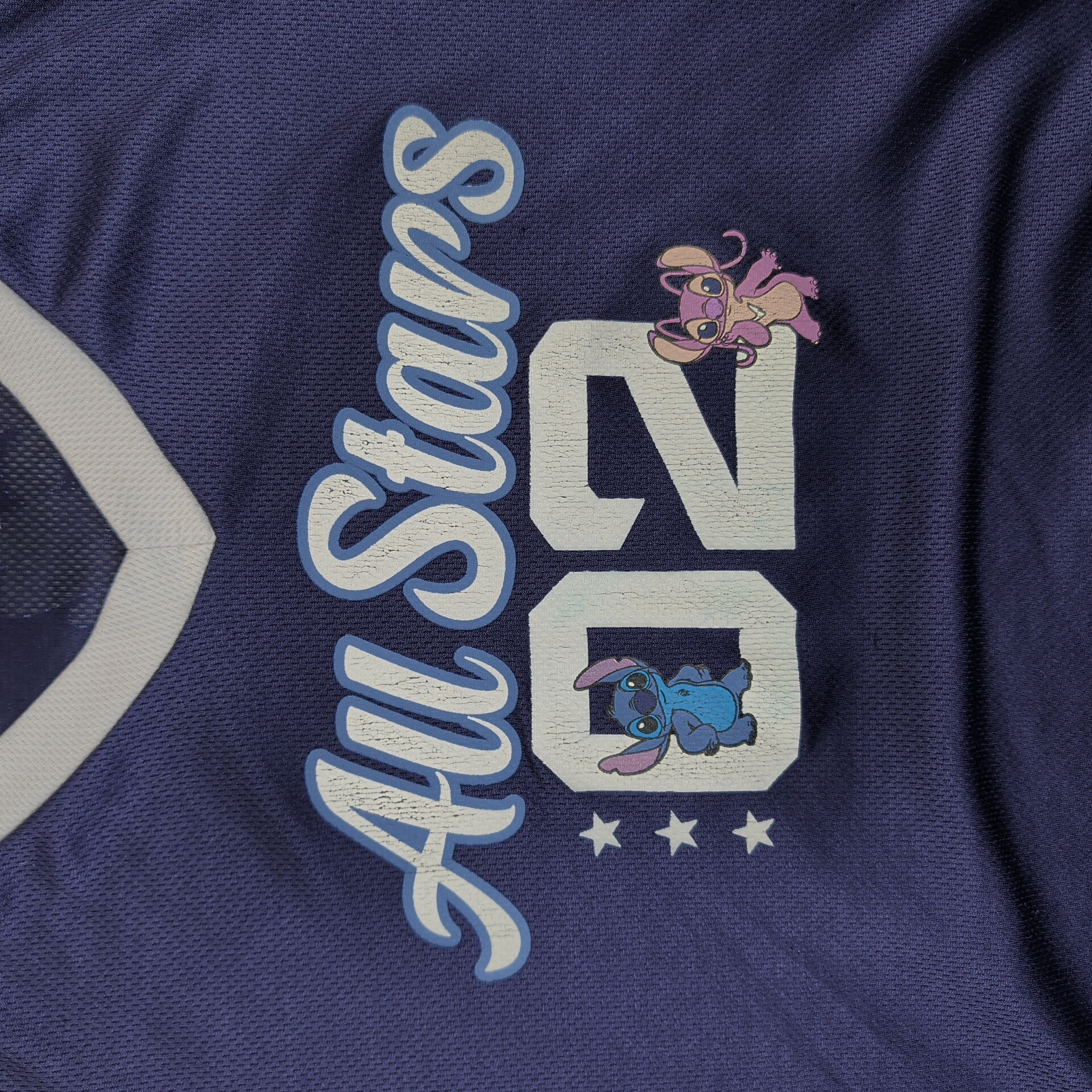 Vintage Disney All Stars 02 Womens Cropped Jersey Tee Navy Blue Y2K Retro White — photo 2